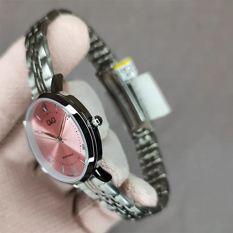 Q&Q Purple Dial Silver Quartz Ladies Watch- Q48B-002PY